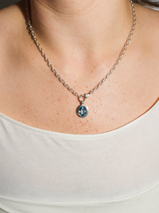 Sisco Swiss Blue Topaz Triple Oval Cut Charm in Sterling Silver