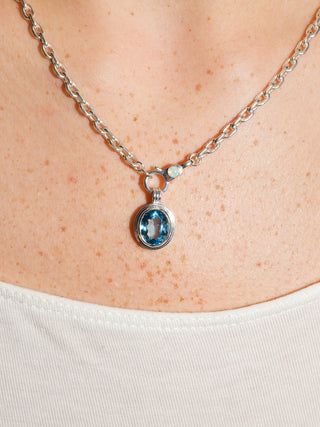 Sisco Swiss Blue Topaz Triple Oval Cut Charm in Sterling Silver