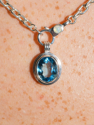 Sisco Swiss Blue Topaz Triple Oval Cut Charm in Sterling Silver