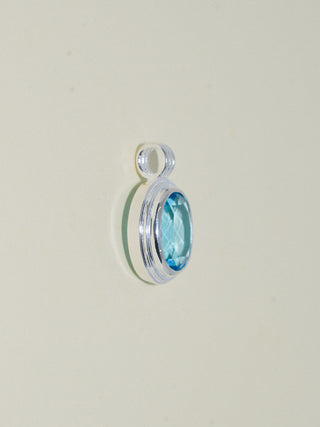 Sisco Swiss Blue Topaz Triple Oval Cut Charm in Sterling Silver