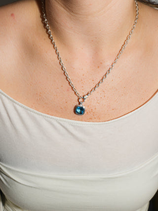 Slippers Swiss Blue Topaz Triple Cushion Cut Charm in Sterling Silver