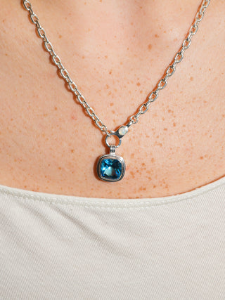 Slippers Swiss Blue Topaz Triple Cushion Cut Charm in Sterling Silver