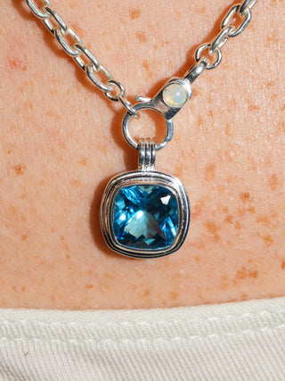 Slippers Swiss Blue Topaz Triple Cushion Cut Charm in Sterling Silver