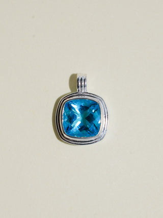 Slippers Swiss Blue Topaz Triple Cushion Cut Charm in Sterling Silver