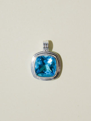 Slippers Swiss Blue Topaz Triple Cushion Cut Charm in Sterling Silver