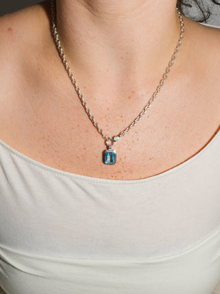 Mono Swiss Blue Topaz Triple Emerald Cut Charm in Sterling Silver
