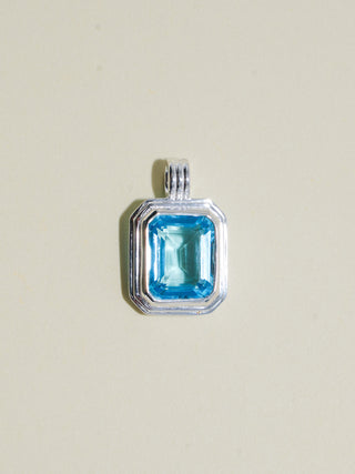 Mono Swiss Blue Topaz Triple Emerald Cut Charm in Sterling Silver