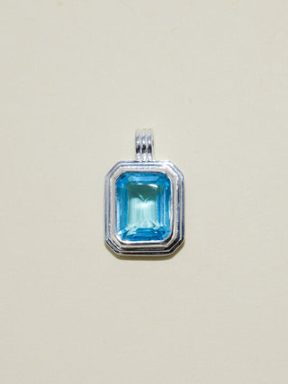 Mono Swiss Blue Topaz Triple Emerald Cut Charm in Sterling Silver