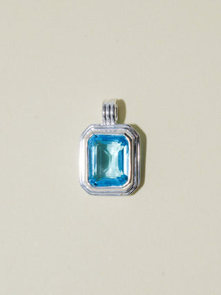 Mono Swiss Blue Topaz Triple Emerald Cut Charm in Sterling Silver