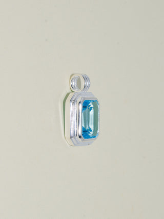 Mono Swiss Blue Topaz Triple Emerald Cut Charm in Sterling Silver