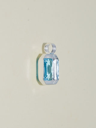 Mono Swiss Blue Topaz Triple Emerald Cut Charm in Sterling Silver