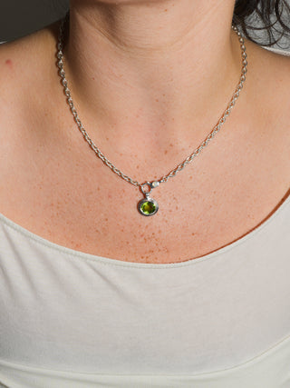 Kitty Claire Peridot Triple East to West Oval Cut Charm in Sterling Silver