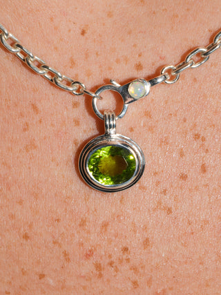 Kitty Claire Peridot Triple East to West Oval Cut Charm in Sterling Silver