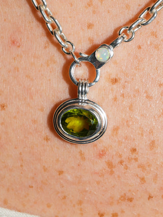 Slither Peridot Triple East to West Oval Cut Charm in Sterling Silver