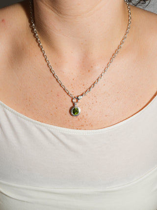 Humid Hair Peridot Triple Round Cut Charm in Sterling Silver