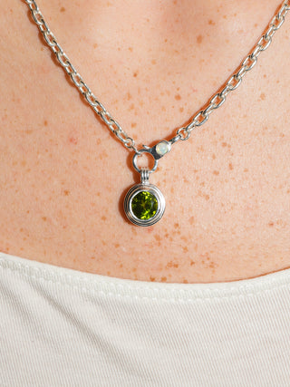 Humid Hair Peridot Triple Round Cut Charm in Sterling Silver