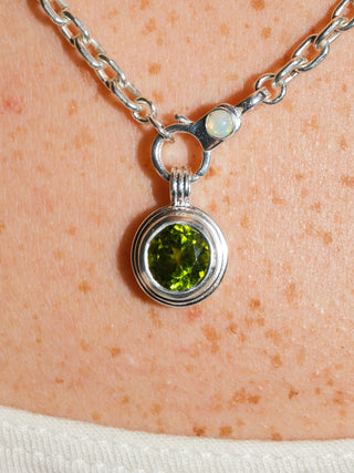 Humid Hair Peridot Triple Round Cut Charm in Sterling Silver