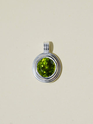 Humid Hair Peridot Triple Round Cut Charm in Sterling Silver