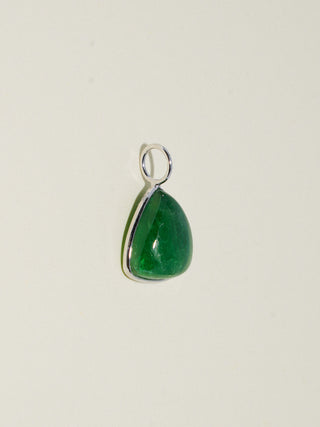 Mossy Tsavorite Trillion Cabochon Charm in White 14k Gold