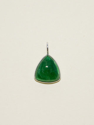 Mossy Tsavorite Trillion Cabochon Charm in White 14k Gold