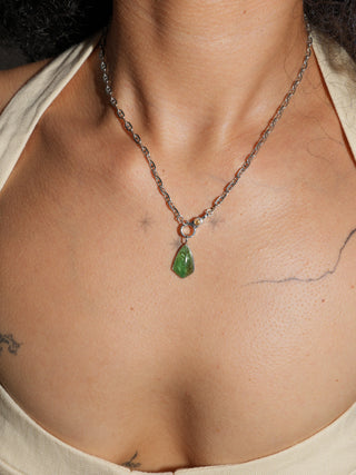 Greener Pastures Tsavorite Special Cabachon Charm in White 14k Gold