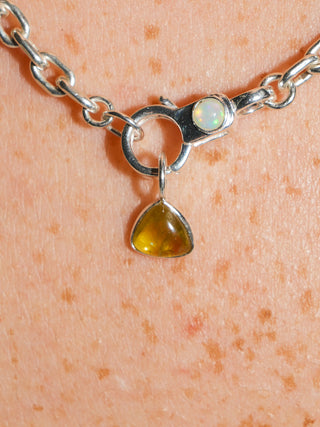 Lizard Wizard Grossular Garnet Trillion Cabochon Charm in Sterling Silver