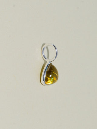 Lizard Wizard Grossular Garnet Trillion Cabochon Charm in Sterling Silver