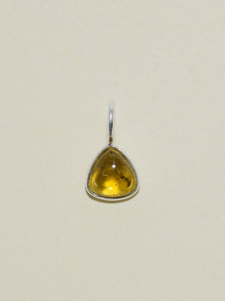 Lizard Wizard Grossular Garnet Trillion Cabochon Charm in Sterling Silver