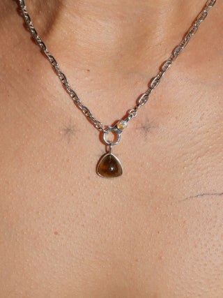 Chocolate Bitters Grossular Garnet Trillion Cabochon Charm in Sterling Silver