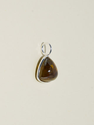 Chocolate Bitters Grossular Garnet Trillion Cabochon Charm in Sterling Silver
