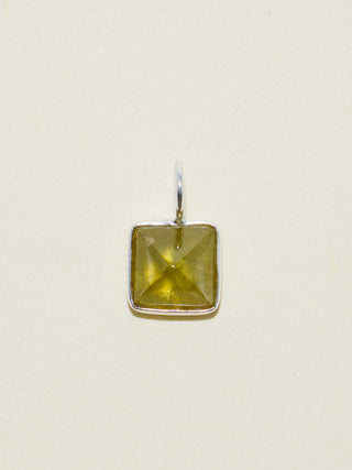 Green Grape Jelly Grossular Garnet Square Cabochon Charm in Sterling Silver