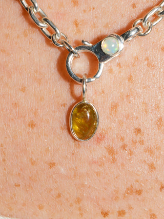 Gecko Grossular Garnet Oval Cabochon Charm in Sterling Silver