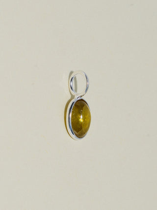 Gecko Grossular Garnet Oval Cabochon Charm in Sterling Silver