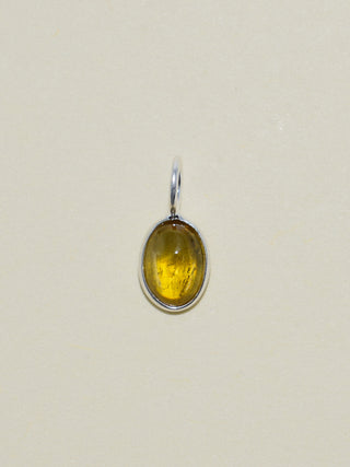 Gecko Grossular Garnet Oval Cabochon Charm in Sterling Silver