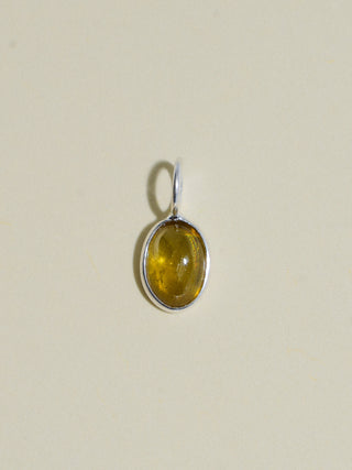 Gecko Grossular Garnet Oval Cabochon Charm in Sterling Silver