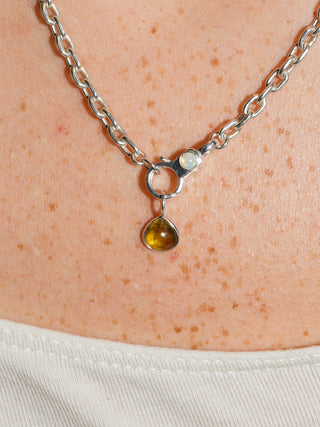Frolic Grossular Garnet Pear Cabochon Charm in Sterling Silver