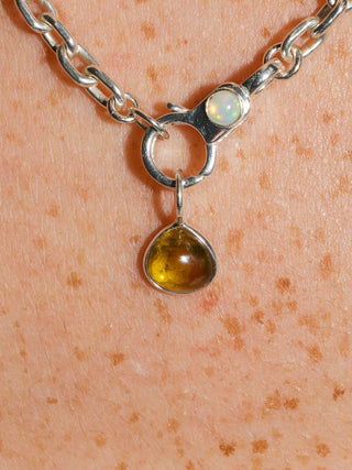 Frolic Grossular Garnet Pear Cabochon Charm in Sterling Silver