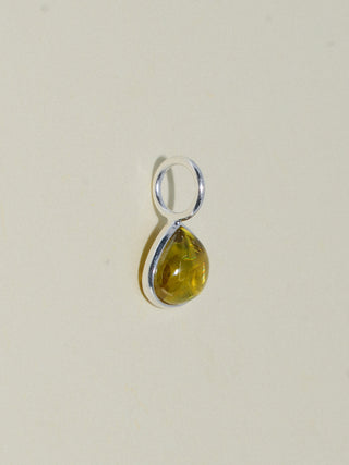 Frolic Grossular Garnet Pear Cabochon Charm in Sterling Silver