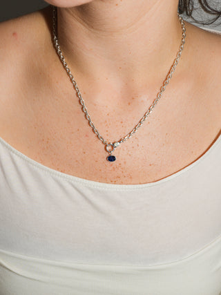 Mosiac Kyanite East West Oval Cut Charm in Sterling Silver