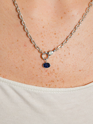Mosiac Kyanite East West Oval Cut Charm in Sterling Silver