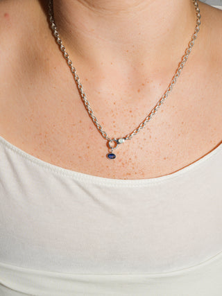 Starnight Kyanite East West Oval Cut Charm in Sterling Silver