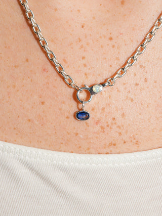 Starnight Kyanite East West Oval Cut Charm in Sterling Silver