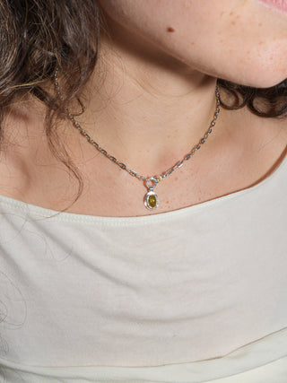 Learning Curve Grossular Garnet Triple Oval Cabochon Charm in Sterling Silver