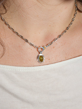 Learning Curve Grossular Garnet Triple Oval Cabochon Charm in Sterling Silver