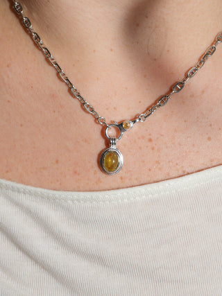 Memory Palace Grossular Garnet Triple Oval Cabochon Charm in Sterling Silver