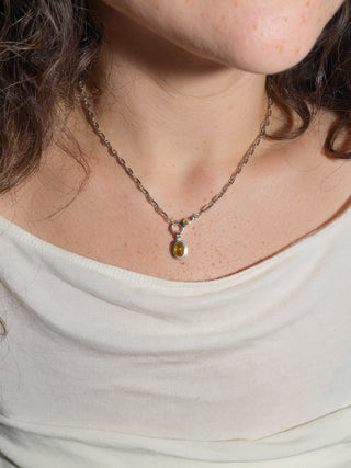 Big Feelings Grossular Garnet Triple Oval Cabochon Charm in Sterling Silver