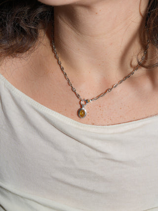 See Saw Grossular Garnet Triple Oval Cabochon Charm in Sterling Silver