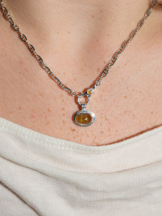 Rosebud Grossular Garnet Triple East to West Oval Cabochon Charm in Sterling Silver