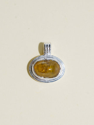 Rosebud Grossular Garnet Triple East to West Oval Cabochon Charm in Sterling Silver