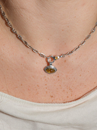 Hollering Grossular Garnet Triple East West Marquis Charm in Sterling Silver